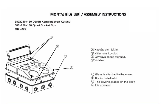 380x280x130 mm 4 lü Kombinasyon Kutusu  resmi