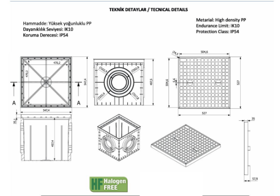 550x550x500 Menhol Düz Kapaklı Menhol Kutusu ve Rögar Kapakları  resmi